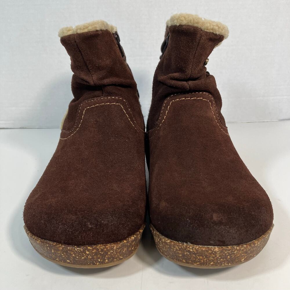 Earth Origins Aurora Jolene Brown Suede Winter Ankle Boots Shearling Lined NWOT - Picture 4 of 16